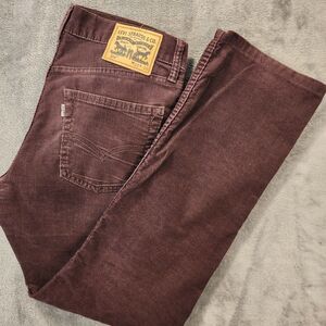 Levi's 514 Corduroy Jeans Mens 32 x 30 Brown Purple Straight Fit Cotton Workwear
